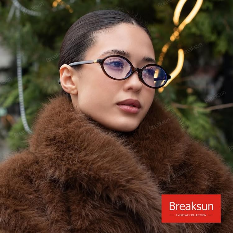 Breaksun Fashion Oval Glasses for Women Men Retro Round Tortoise Frame Blue Light Glasses Nerd Eyeglasses - Image 2